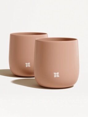 Waterdrop Porcelain Cups Set of 2-13 oz Pastel Orange Sleek Double Walled